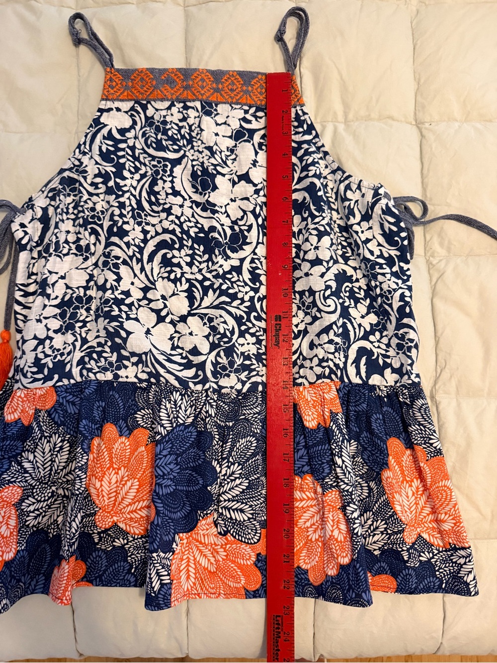 THML Navy Blue White and Orange Floral Halter Tank Top - Picture 12 of 12
